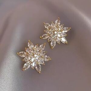 Elegant Gold and Silver Floral Earrings